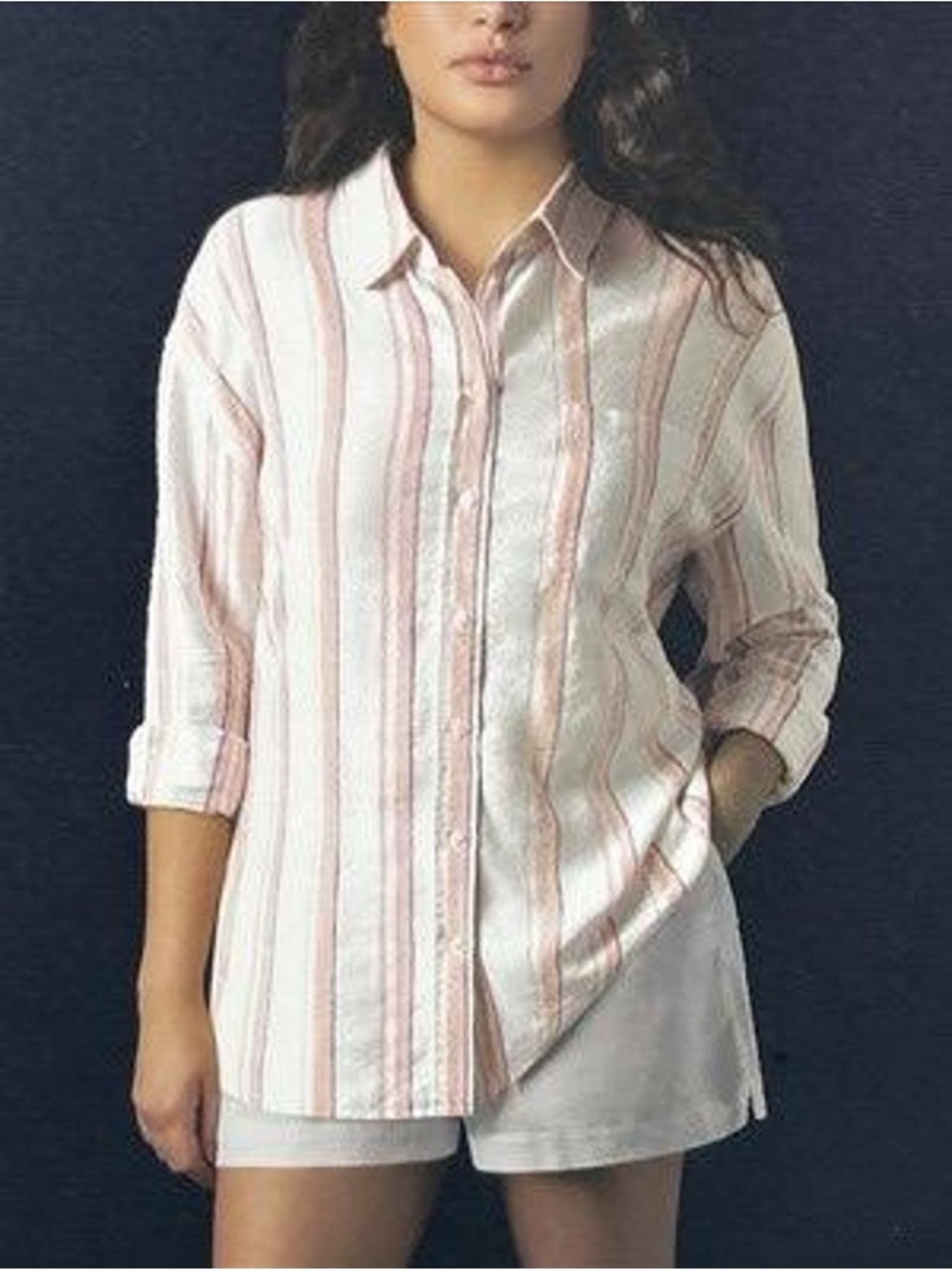GAP Pink and White Striped Button-Down Shirt